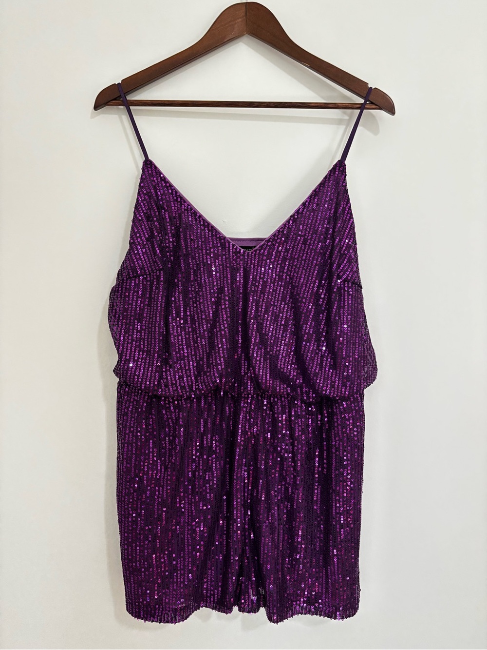Double Crazy Purple Mermaidcore Sequin Party Romper XL Y2K Party Glam